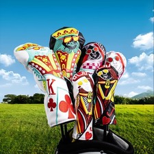 Poker King Golf Glub Head Pu Covers Driver Fairway Wood Cover Hybrid Head Cover picture