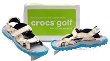 Crocs XTG Lopro Golf Sandals Spikeless Cleat Oyster Electric Blue Womens Size 9 picture