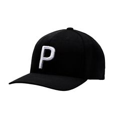 PUMAGOLF MEN'S P SNAPBACK 110 ADJUSTABLE CAP HAT BLACK / WHITE LOGO NEW 1451 picture
