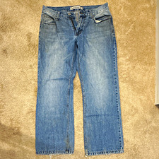 Aero Men’s Blue Light Wash Denim Jeans Bootcut 5-pocket Zip Button picture