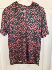 Rhoback Men's Golf Polo Shirt S Green/pink Floral Stretch Poly/spandex Logo picture