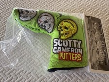 Scotty Cameron Horrors & Hazards Halloween Skull Green Leather Putter Cover picture