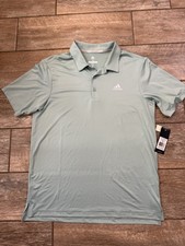 Adidas Golf Men's Solid Polo Shirt M Green Short Sleeve Uv Protection picture