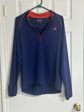 Adidas Mens 1/4 Zip Pullover Jacket Navy Blue Orange Golf Activewear Size M picture