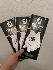 New FootJoy StaSof 3 Pack White Golf Gloves Men's Regular Small Worn On Left Han picture