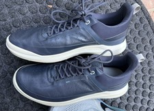 ECCO Biom Golf Mens Leather Spikeless Golf Shoes Blue/White Lightly Used Size 43 picture