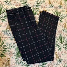 Nike Golf Pants Womens 12 Pink Black Plaid Dri-FIT Tour Performance Stretch picture