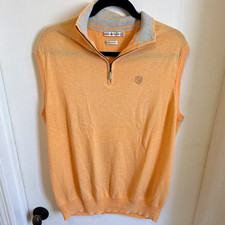 Peter Millar Women’s M Cotton Cashmere 1/4 Zip Mock Neck Orange Sweater Vest picture