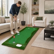 10 x 3.5ft Golf Putting Green w/3 Hole Cups & 3 Flags, 3 Hole Covers for Home picture