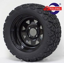 Golf Cart 12" Black Steel Wheels And 20"x10"-12" All Terrain Tires (set Of 4)  picture