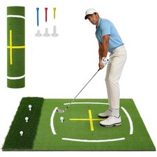 5x4ft Dual-Turf Golf Hitting Mat  Artificial Turf Practice Mat w/ Standing Guide picture