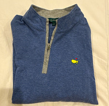 Masters Collection Men's L Blue 1/4 Zip Mock Neck Golf Pullover Logo picture