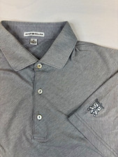 Peter Millar Braeburn Country Club Men’s Medium Gray Short Sleeve Polo picture