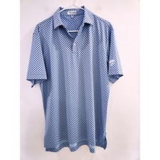 Peter Millar Summer Comfort Mens Blue Skull Print Performance Polo Shirt Size M picture