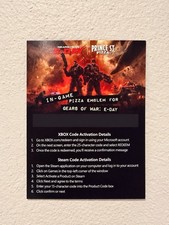 Gears Of War E Day Code Card / Prince Street Pizza - In Game Emblem Xbox & Steam picture