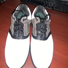 SIZE 9M FOOTJOY Contour Casual Spikeless Golf Shoes Mens Blk/Wht Leather 54282 picture