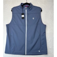 Straight Down Avalanche Fz Vest Mens Large Steel Blue Full Zip Golf Vest picture