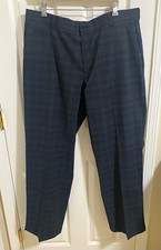 Mens Nike Golf Dri Fit Performance Gray Plaid Flat Front Stretch Pants 38x32 picture
