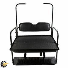 Fit Ezgo Txt Golf Cart 1995+ Flip Folding Rear Back Seat With Roof Support Black picture