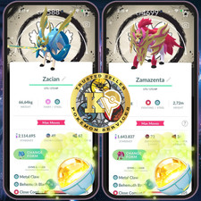 Shiny Crowned Forms : Zacian & Zamazenta —level 50 3 Moves—background —digital♻️ picture