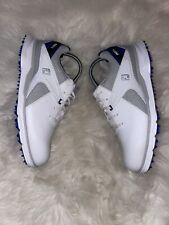 Footjoy FJ Pro SL White Blue Leather Spikeless Golf Shoes 53811 Men’s Size 8M picture