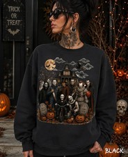 Classic Halloween Horror Characters Sweatshirt, Vintage Halloween Graphic Hoodie picture