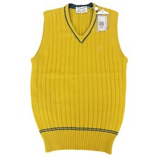 Giorgio Armani Golf Yellow V-Neck 100% Wool Ribbed Sweater Vest Size 44 (Small) picture