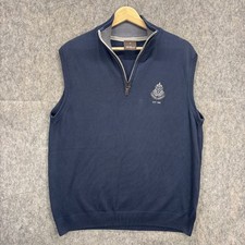 Oscar Jacobson Vest The Royal Dublin Golf Club Mens Medium Blue 1/4 Zip Vileroy picture