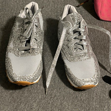 Skechers Silver Glitter Low Top Lace-up Athletic Sneakers, Unisex Adults picture