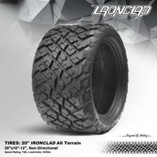 Steeleng Golf Cart 20"x10"-12" 'ironclad' Hybrid All Terrain Tires Set Of 4 picture