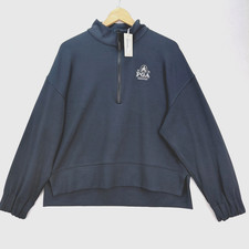 Peter Millar Womens L Black Flora Knit 1/2 Zip Pga Golf Pullover Sweatshirt Nwt picture