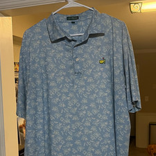 Masters Peter Millar Men's L Blue Floral Golf Polo Angc picture