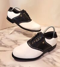 FootJoy Classics White & Black Golf Shoes Men's 9.5 Needs One Replacement Cleat picture