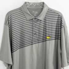 Masters Tech Polo Golf Shirt Men's Xl Gray Striped Performance Augusta National picture
