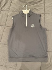 Peter Millar Crown Sport Men's M 1/4 Zip Golf Vest Black Gray 127th Us Open picture