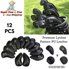 12 Golf Iron Headcover Club Protector For Callaway Cobra Ping Head Cover Leather picture