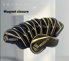 Golf Club Cover Your Majesty's Classic Logo Iron Rod Black Magnetic 5-10-p-s-a- picture
