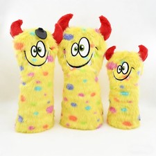 New Yellow Funny Plush Golf Wood Headcover For Driver Fairway Wood Hybrid Club picture