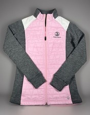 Straight Down Womens Small Pebble Beach Golf Quilted Jacket Pink Gray Full Zip picture