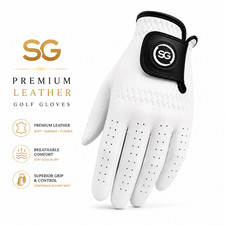 Sg Men White 100% Cabretta Leather Golf Gloves Cadet And Regular Sizes Available picture