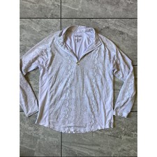 Sansoleil Solcool Womens Large White Grey Snakeskin 1/4 Zip Golf Top Upf 50 picture