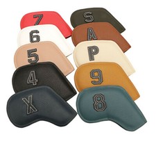 10pcs Premium Leather Golf Club Iron Headcovers 4-9,p,a,s,x Iron Covers Rh Lh picture