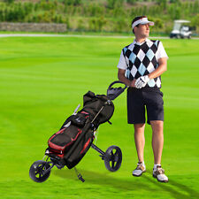 New Foldable 3 Wheel Golf Pull Push Cart Trolley with Scorecard Drink Holder picture