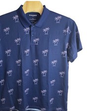 Bonobos Golf Mens Xl Standard Fit Navy Palm Tree Print Performance Polo Shirt picture