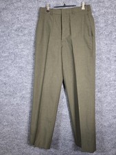 Vintage Us Military Trousers Mens 31r Green Poly Wool Blend Dress Pants 70s picture