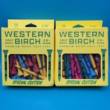 Lot of 2 New Boxes - (50 Pc) 100 Western Birch Special Edition Crayon Golf Tees picture
