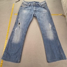 Diesel Zaf Special Jeans Mens 32x34 Blue Altered Hem Med Wash Bootcut 0089x picture