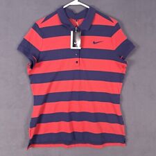 Nike Golf Shirt Womens Extra Large Red Blue Striped Polo New Dri Fit  picture