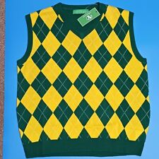 Golf Knickers Mens XL Sweater Vest Master's Yellow Green Argyle Brand New w Tags picture