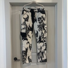 New Rebel Vengeance Cargo Pants Mens 32x32 Skull Skeleton Tapestry Fringe Goth picture